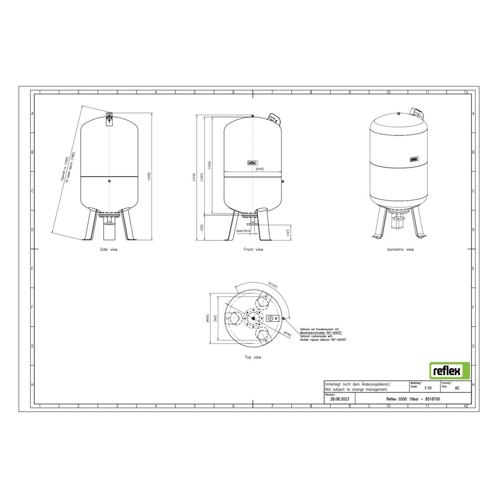 Reflex Ausdehnungsgefäß G MAG 500, 500L, 16 bar, stehend, Grau... REFLEX-8518700 4036705111112 (Abb. 2)