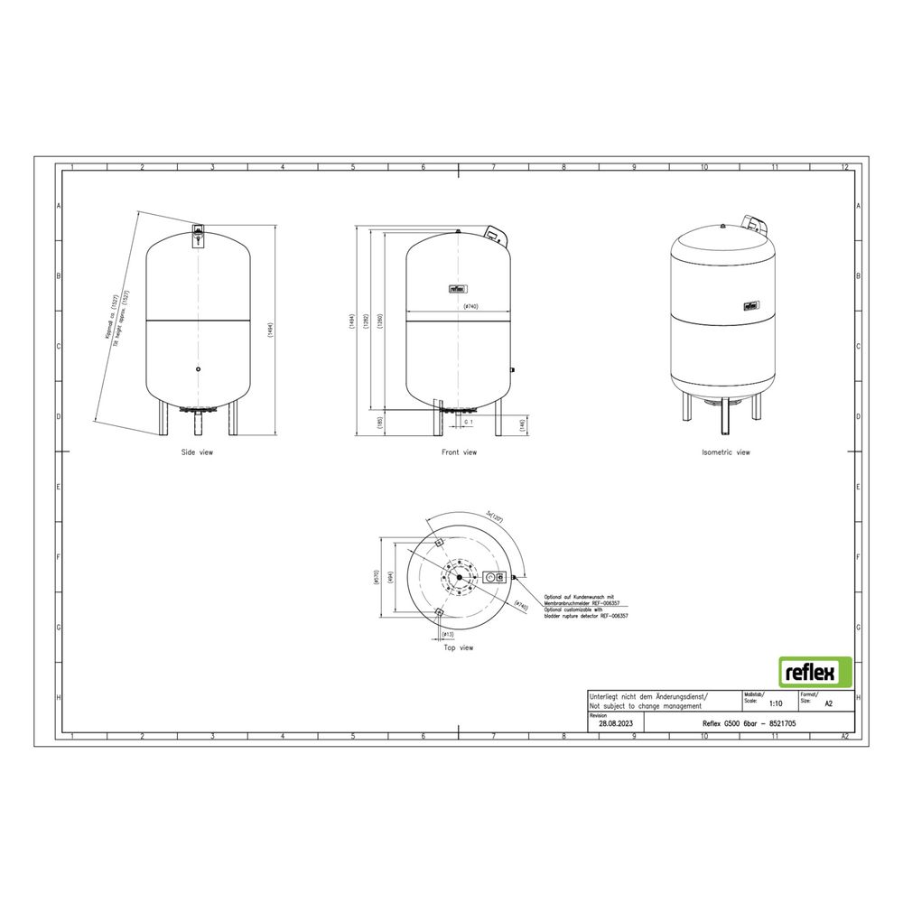 Reflex Ausdehnungsgefäß G MAG 500, 500L, 6 bar, stehend, Grau... REFLEX-8521705 4036705111235 (Abb. 2)