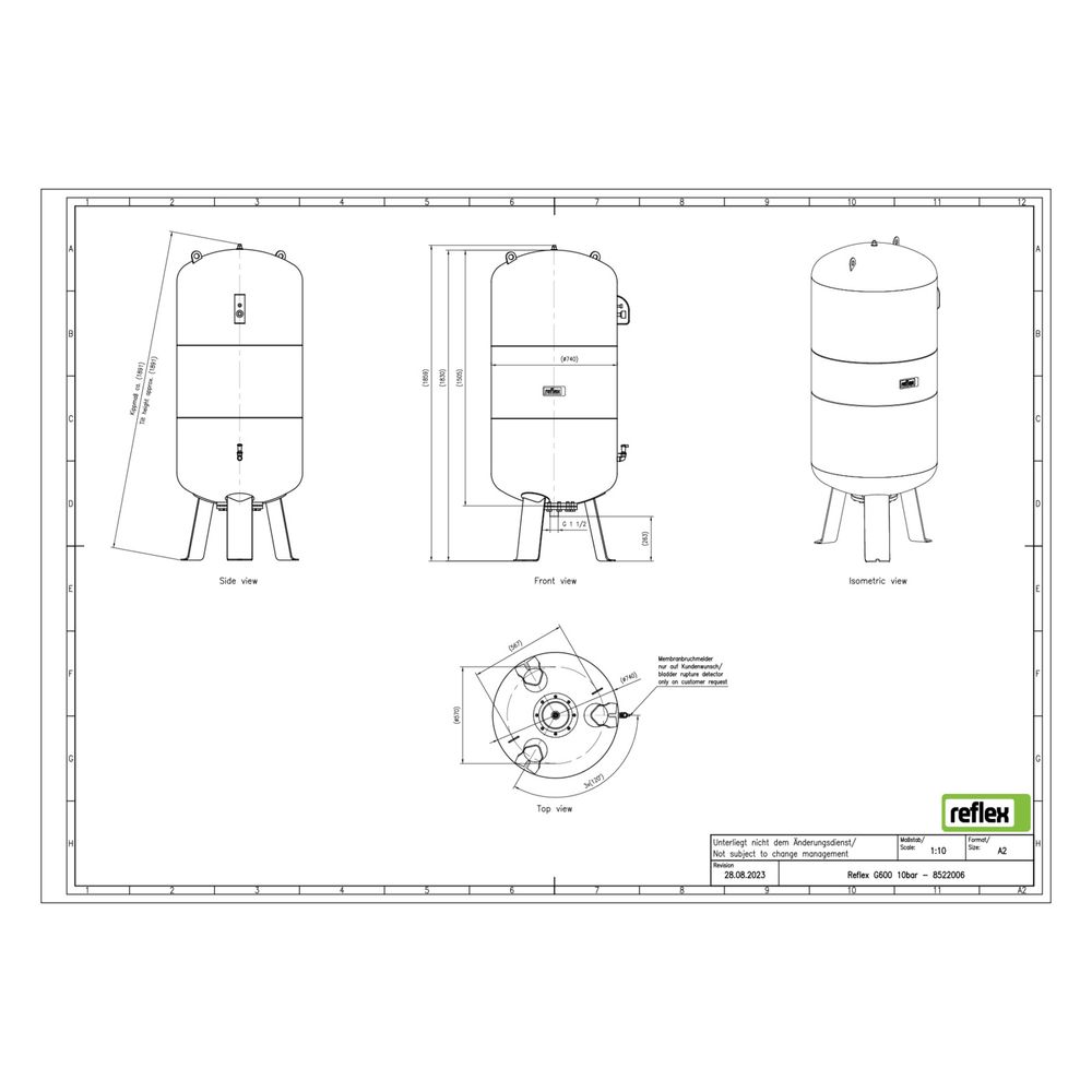 Reflex Ausdehnungsgefäß G MAG 600, 600L, 10 bar, stehend, Grau... REFLEX-8522006 4036705111266 (Abb. 2)