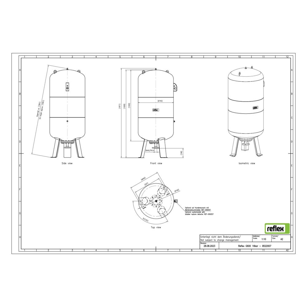 Reflex Ausdehnungsgefäß G MAG 600, 600L, 16 bar, stehend, Grau... REFLEX-8522007 4036705111273 (Abb. 2)