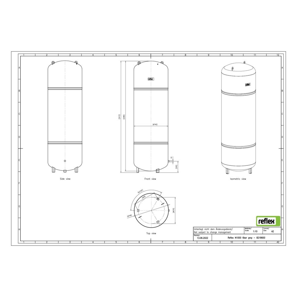 Reflex Ausdehnungsgefäß N MAG 1000, 1000L, 6 bar, stehend, Halbmembran, Grau... REFLEX-8218600 4036705110207 (Abb. 2)