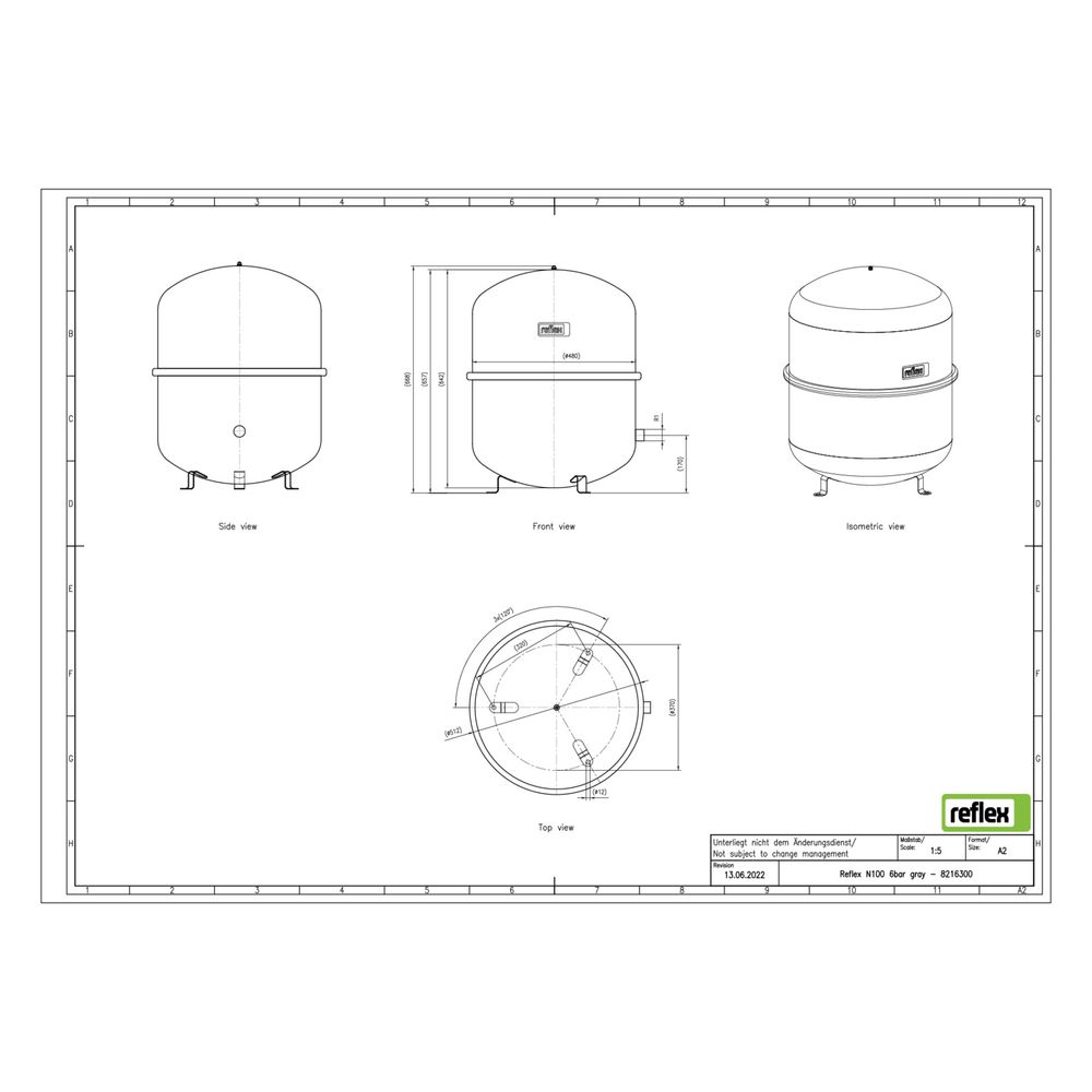Reflex Ausdehnungsgefäß N MAG 100, 100L, 6 bar, stehend, Halbmembran, Grau... REFLEX-8216300 4036705109843 (Abb. 2)