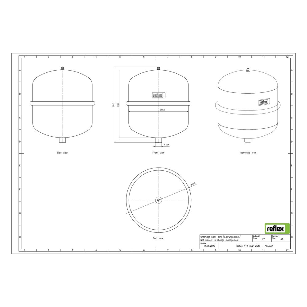Reflex Ausdehnungsgefäß N MAG 12, 12L, 4 bar, Halbmembran, Weiß... REFLEX-7203501 4036705200601 (Abb. 2)