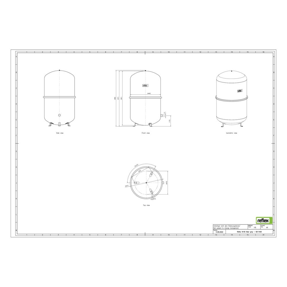 Reflex Ausdehnungsgefäß N MAG 140, 140L, 6 bar, stehend, Halbmembran, Grau... REFLEX-8211400 4036705109836 (Abb. 2)
