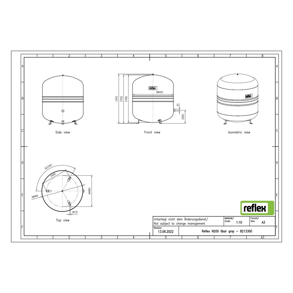 Reflex Ausdehnungsgefäß N MAG 200, 200L, 6 bar, stehend, Halbmembran, Grau... REFLEX-8213300 4036705110023 (Abb. 2)