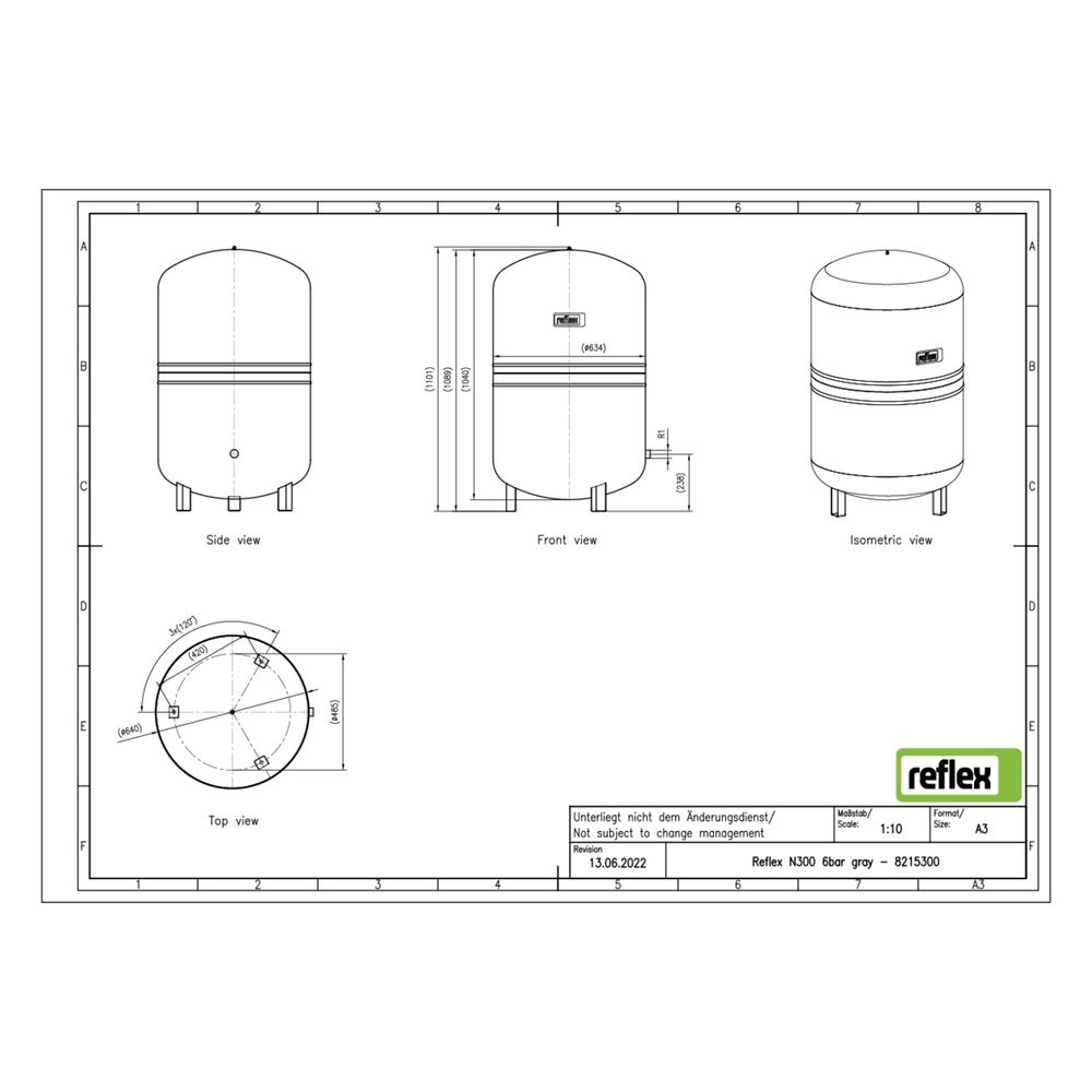 Reflex Ausdehnungsgefäß N MAG 300, 300L, 6 bar, stehend, Halbmembran, Grau... REFLEX-8215300 4036705110108 (Abb. 2)