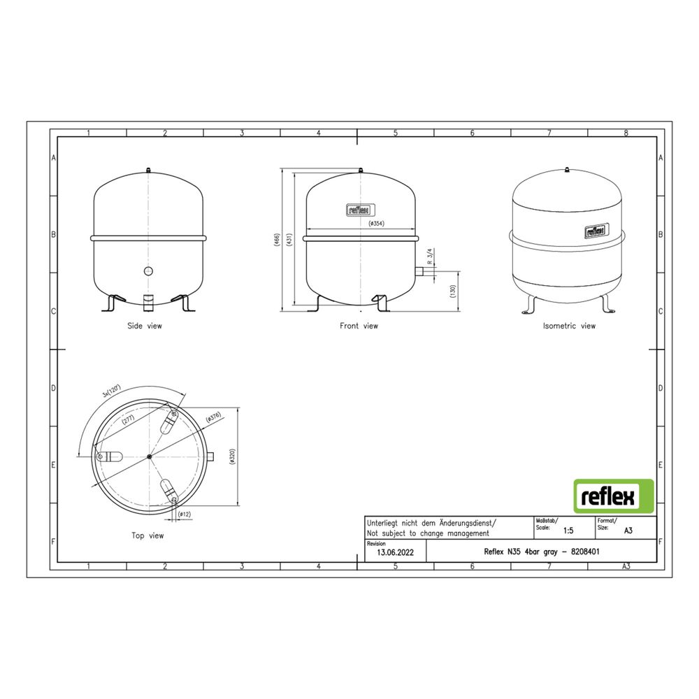 Reflex Ausdehnungsgefäß N MAG 35, 35L, 4 bar, stehend, Halbmembran, Grau... REFLEX-8208401 4036705198212 (Abb. 2)