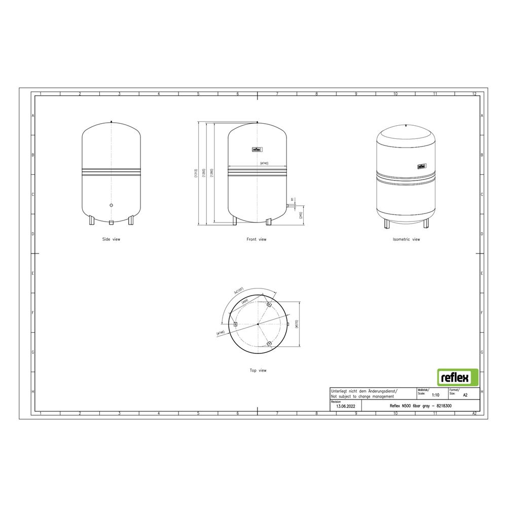 Reflex Ausdehnungsgefäß N MAG 500, 500L, 6 bar, stehend, Halbmembran, Grau... REFLEX-8218300 4036705110153 (Abb. 2)
