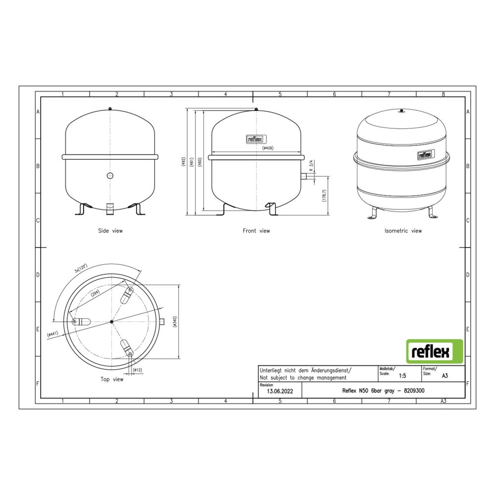 Reflex Ausdehnungsgefäß N MAG 50, 50L, 6 bar, stehend, Halbmembran, Grau... REFLEX-8209300 4036705109812 (Abb. 2)