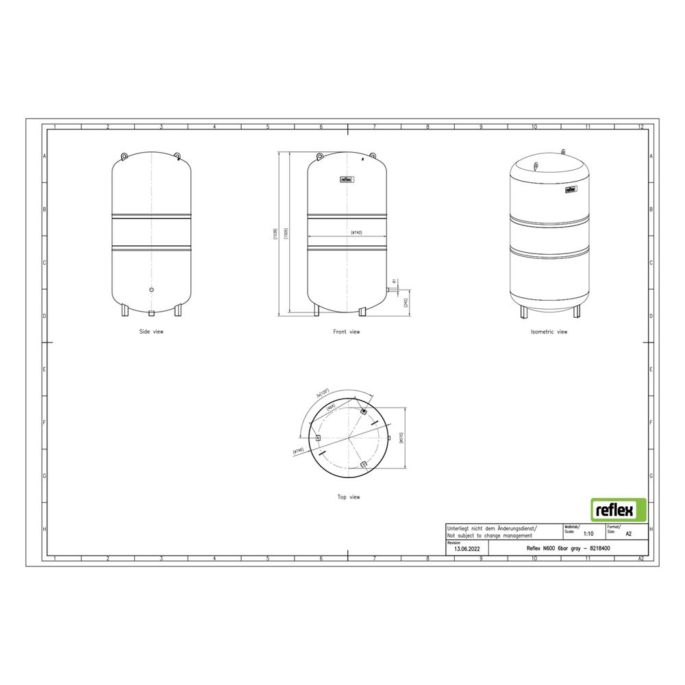 Reflex Ausdehnungsgefäß N MAG 600, 600L, 6 bar, stehend, Halbmembran, Grau... REFLEX-8218400 4036705110177 (Abb. 2)