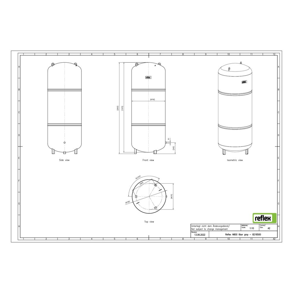 Reflex Ausdehnungsgefäß N MAG 800, 800L, 6 bar, stehend, Halbmembran, Grau... REFLEX-8218500 4036705110191 (Abb. 2)