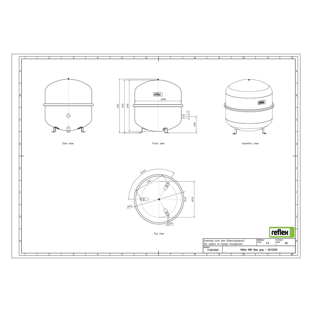 Reflex Ausdehnungsgefäß N MAG 80, 80L, 6 bar, stehend, Halbmembran, Grau... REFLEX-8210200 4036705109829 (Abb. 2)
