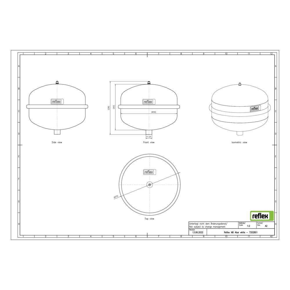 Reflex Ausdehnungsgefäß N MAG 8, 8L, 4 bar, Halbmembran, Weiß... REFLEX-7202801 4036705214455 (Abb. 2)