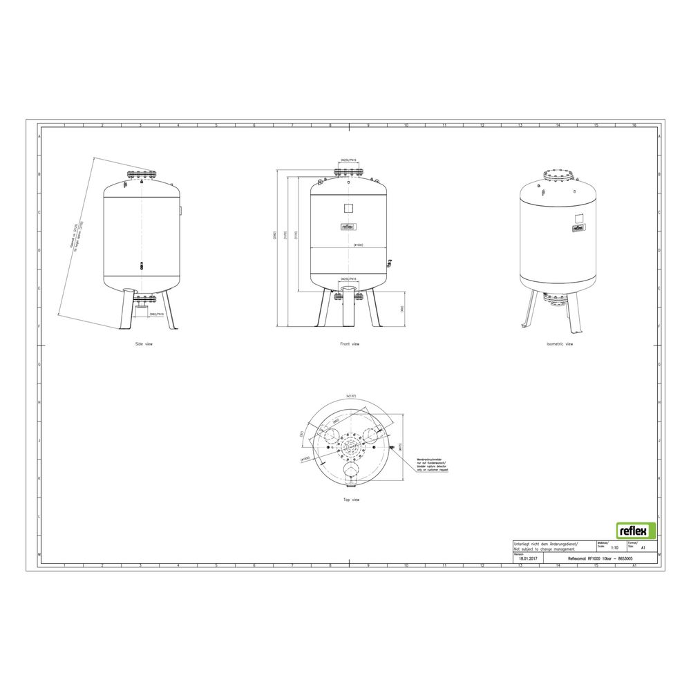 Reflex Reflexomat RF Ausdehnungsgefäß MAG 1000, Nennvolumen 1000l, 10 bar, Vollmembran,... REFLEX-8653005 4036705113253 (Abb. 2)
