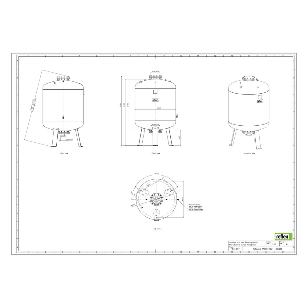 Reflex Reflexomat RF Ausdehnungsgefäß MAG 1500, Nennvolumen 1500l, 10 bar, Vollmembran,... REFLEX-8653205 4036705113260 (Abb. 2)