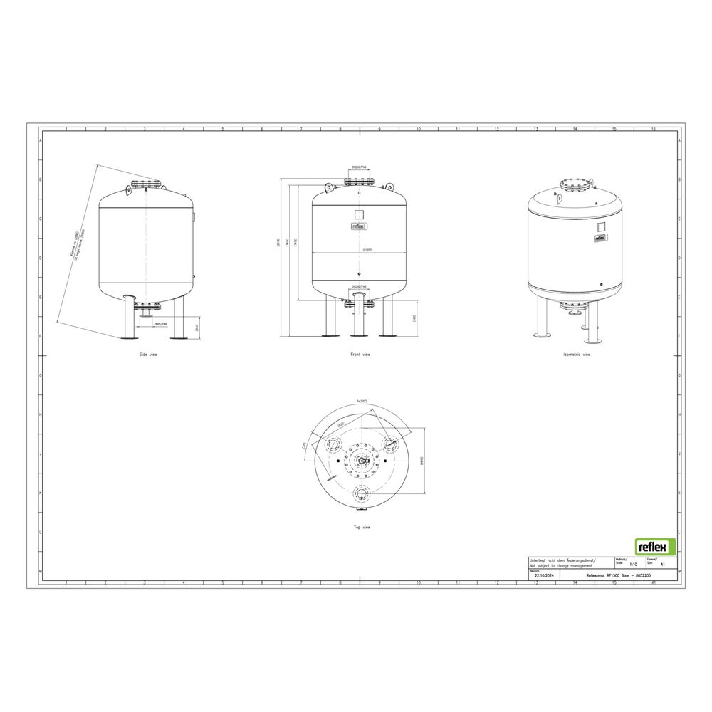 Reflex Reflexomat RF Ausdehnungsgefäß MAG 1500, Nennvolumen 1500l, 6 bar, Vollmembran, ... REFLEX-8652205 4036705113208 (Abb. 2)