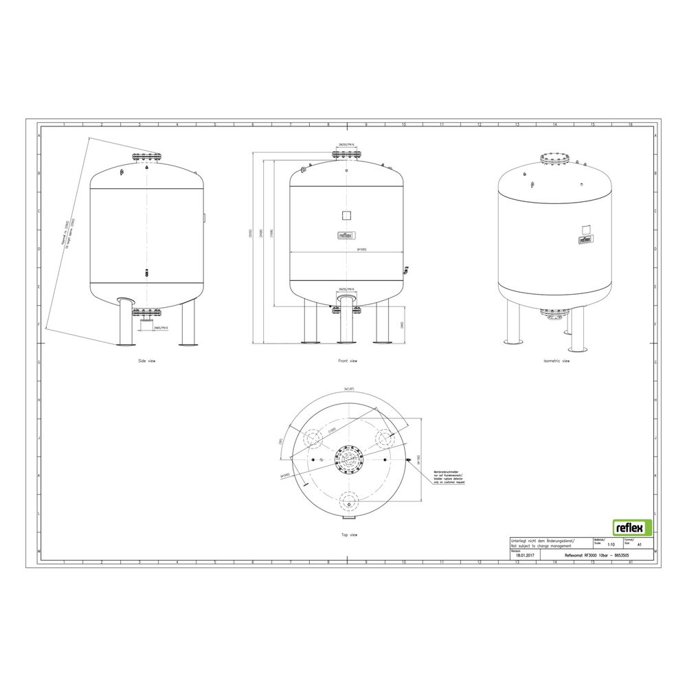 Reflex Reflexomat RF Ausdehnungsgefäß MAG 3000, Nennvolumen 3000l, 10 bar, Vollmembran,... REFLEX-8653505 4036705113284 (Abb. 2)