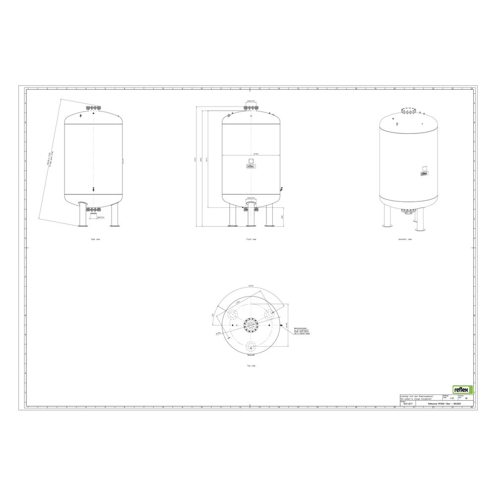 Reflex Reflexomat RF Ausdehnungsgefäß MAG 4000, Nennvolumen 4000l, 10 bar, Vollmembran,... REFLEX-8653605 4036705113291 (Abb. 2)