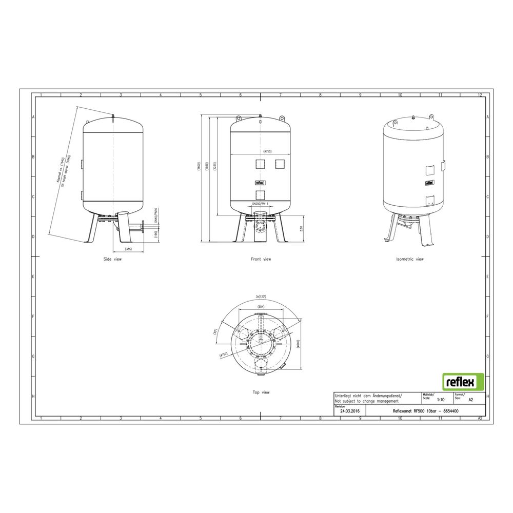 Reflex Reflexomat RF Ausdehnungsgefäß MAG 500, Nennvolumen 500l, 10 bar, Vollmembran, G... REFLEX-8654400 4036705112560 (Abb. 2)