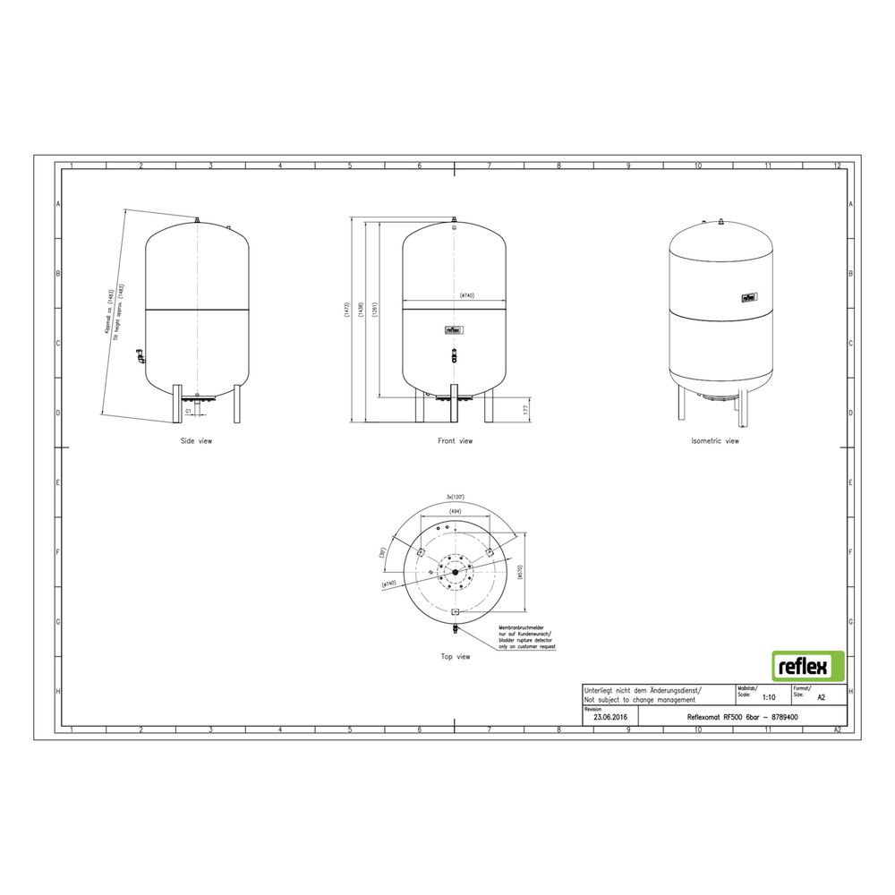 Reflex Reflexomat RF Ausdehnungsgefäß MAG 500, Nennvolumen 500l, 6 bar, Vollmembran, Gr... REFLEX-8789400 4036705112751 (Abb. 3)