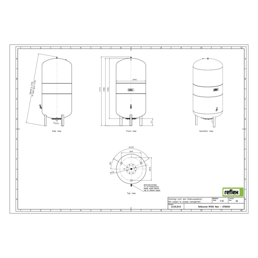 Reflex Reflexomat RF Ausdehnungsgefäß MAG 600, Nennvolumen 600l, 6 bar, Vollmembran, Gr... REFLEX-8789500 4036705112768 (Abb. 3)