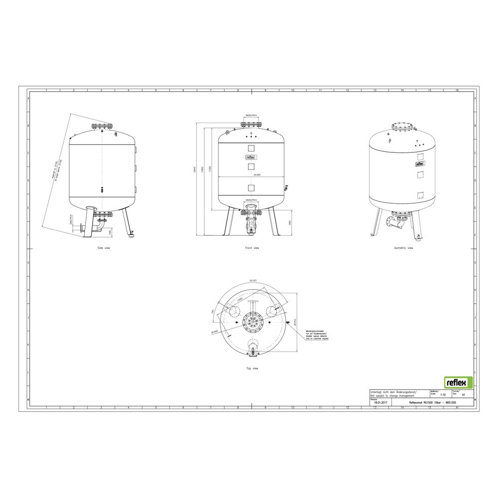 Reflex Reflexomat RG Ausdehnungsgefäß MAG 1500, Nennvolumen 1500l, 10 bar, Vollmembran,... REFLEX-8651205 4036705113147 (Abb. 2)