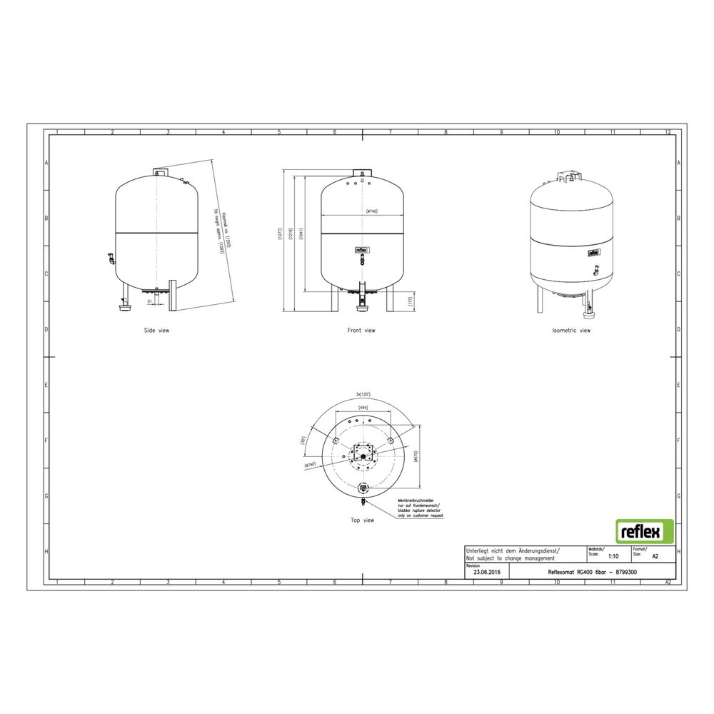 Reflex Reflexomat RG Ausdehnungsgefäß MAG 400, Nennvolumen 400l, 6 bar, Vollmembran, Gr... REFLEX-8799300 4036705112812 (Abb. 3)