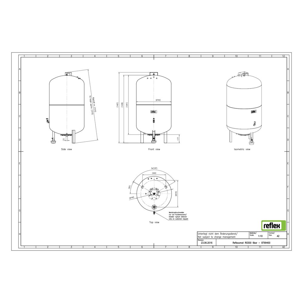 Reflex Reflexomat RG Ausdehnungsgefäß MAG 500, Nennvolumen 500l, 6 bar, Vollmembran, Gr... REFLEX-8799400 4036705112829 (Abb. 3)