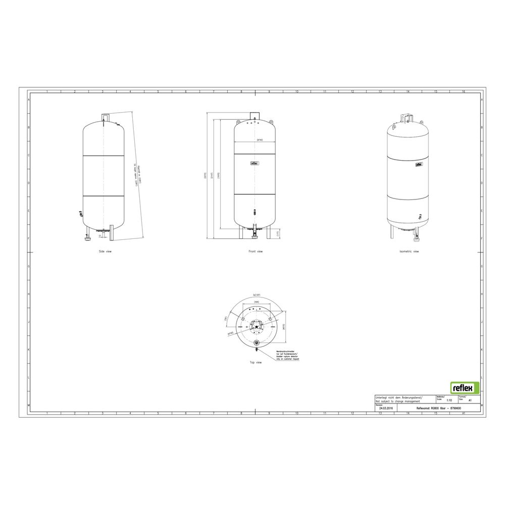 Reflex Reflexomat RG Ausdehnungsgefäß MAG 800, Nennvolumen 800l, 6 bar, Vollmembran, Gr... REFLEX-8799600 4036705112843 (Abb. 3)