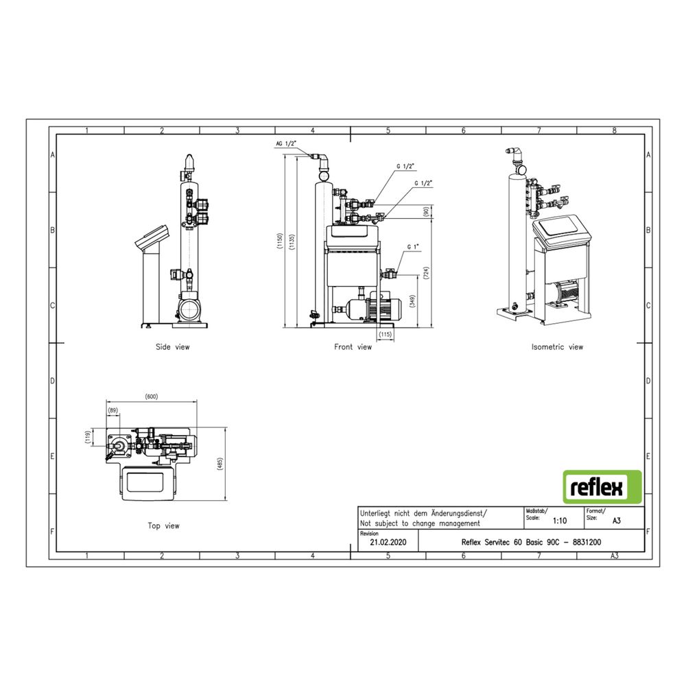 Reflex Servitec 60/90 Vakuum-Sprührohrentgasung, bis 220m3, 0,5-4,5 bar, Control Basic... REFLEX-8831200 4036705156106 (Abb. 2)