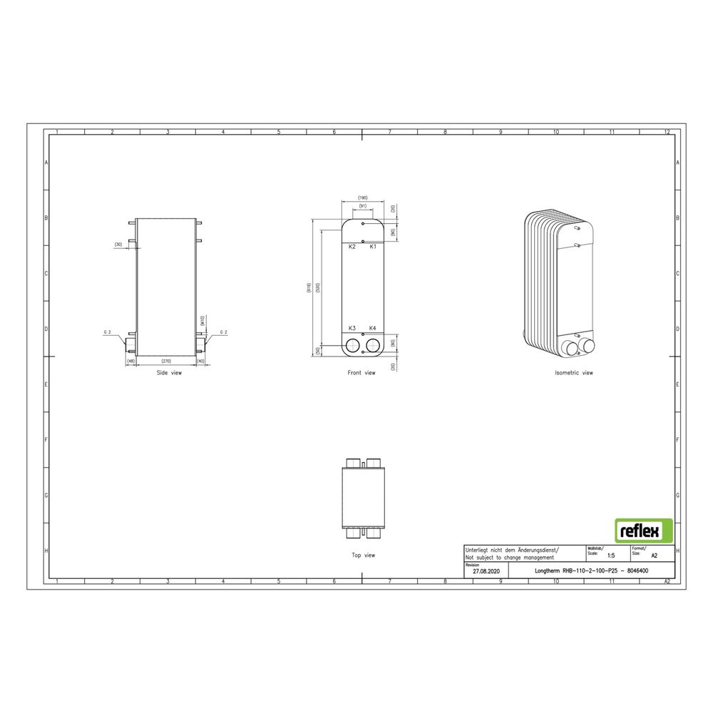 Reflex Longtherm Plattenwärmetauscher RHB-110-2-100, gelötet, 100 Platten, zweigängig, ... REFLEX-8046400 4036705219115 (Abb. 2)