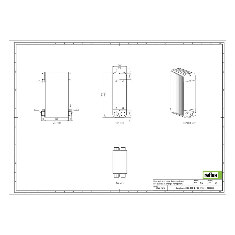 Reflex Longtherm Plattenwärmetauscher RHB-110-2-120, gelötet, 120 Platten, zweigängig, ... REFLEX-8046600 4036705219139 (Abb. 2)