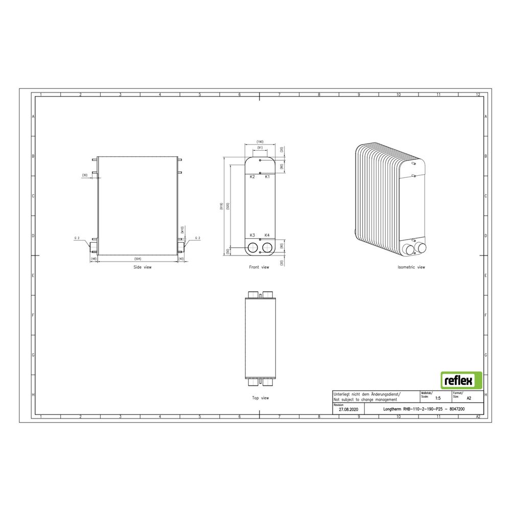 Reflex Longtherm Plattenwärmetauscher RHB-110-2-190, gelötet, 190 Platten, zweigängig, ... REFLEX-8047200 4036705219191 (Abb. 2)