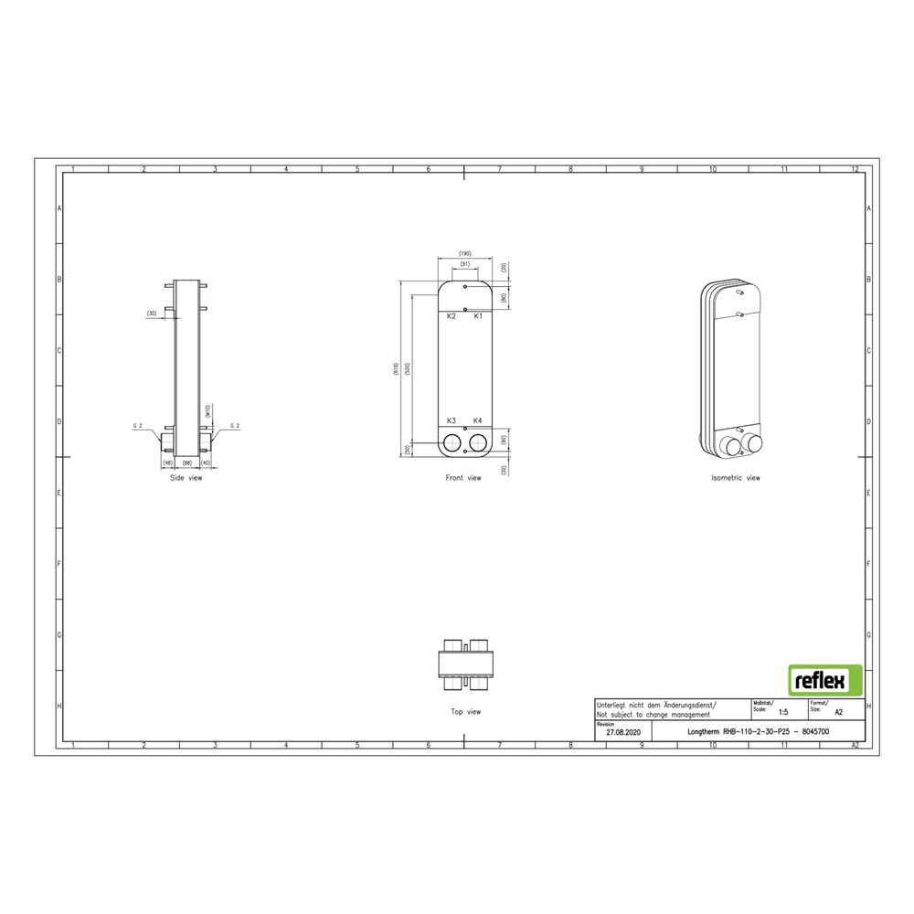 Reflex Longtherm Plattenwärmetauscher RHB-110-2-30, gelötet, 30 Platten, zweigängig, G ... REFLEX-8045700 4036705219047 (Abb. 2)
