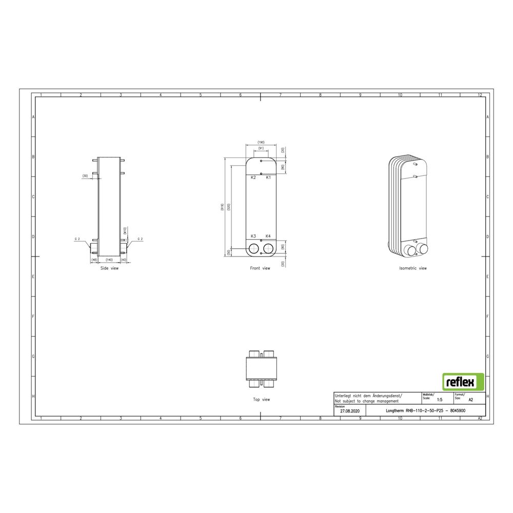 Reflex Longtherm Plattenwärmetauscher RHB-110-2-50, gelötet, 50 Platten, zweigängig, G ... REFLEX-8045900 4036705219061 (Abb. 2)