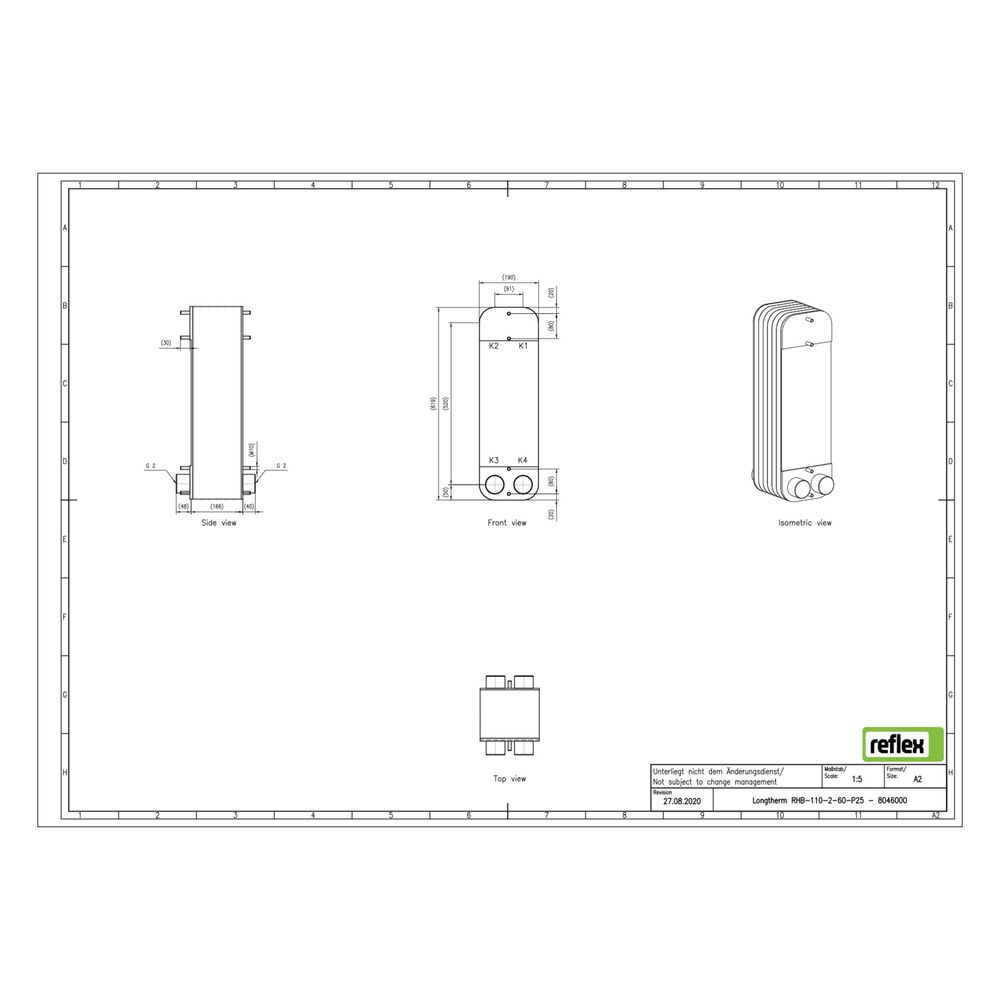 Reflex Longtherm Plattenwärmetauscher RHB-110-2-60, gelötet, 60 Platten, zweigängig, G ... REFLEX-8046000 4036705219078 (Abb. 2)