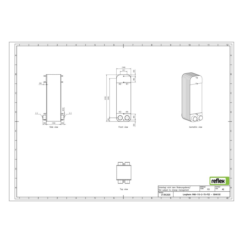 Reflex Longtherm Plattenwärmetauscher RHB-110-2-70, gelötet, 70 Platten, zweigängig, G ... REFLEX-8046100 4036705219085 (Abb. 2)