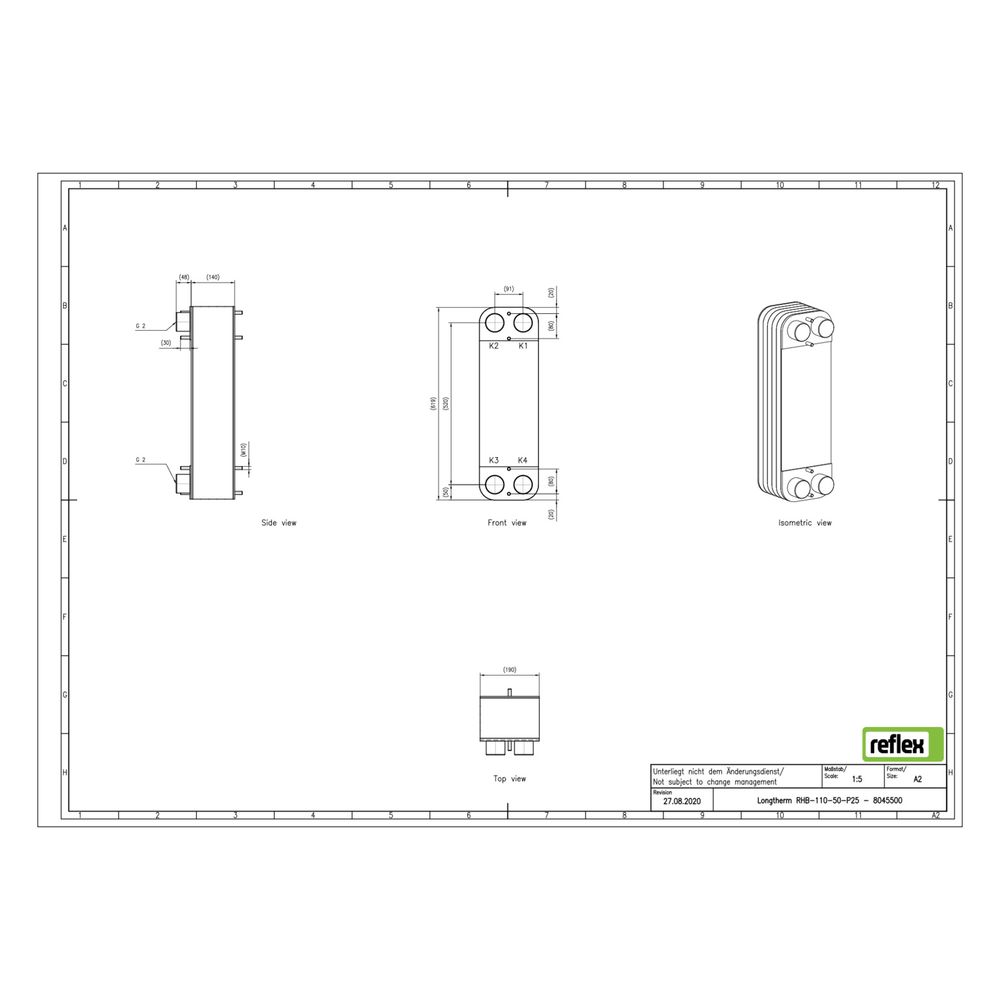 Reflex Longtherm Plattenwärmetauscher RHB-110-50, gelötet, 50 Platten, eingängig, G 2"... REFLEX-8045500 4036705219023 (Abb. 2)