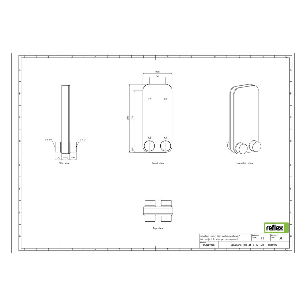 Reflex Longtherm Plattenwärmetauscher RHB-31-2-10, gelötet, 10 Platten, zweigängig, G 1... REFLEX-8033100 4036705217524 (Abb. 2)