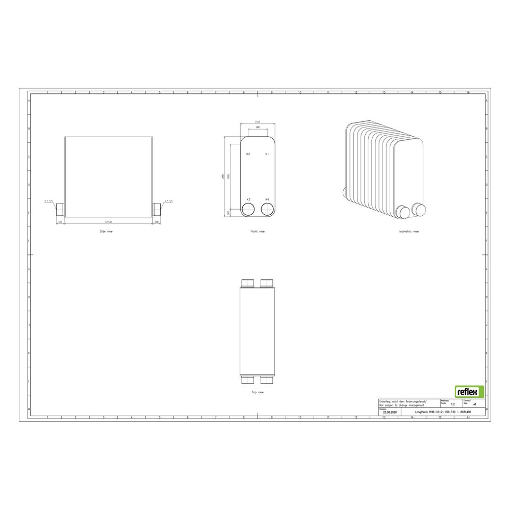 Reflex Longtherm Plattenwärmetauscher RHB-31-2-130, gelötet, 130 Platten, zweigängig, G... REFLEX-8034400 4036705217654 (Abb. 2)
