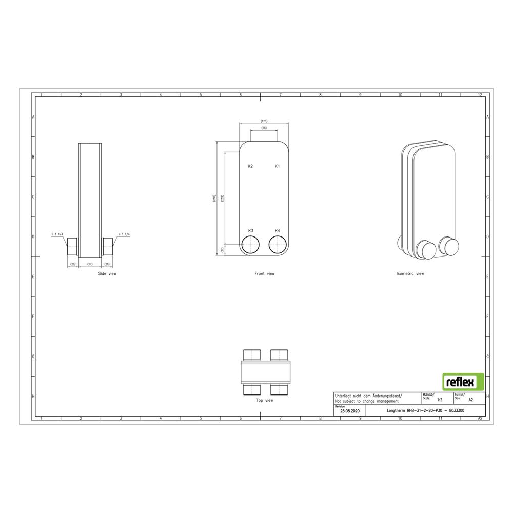Reflex Longtherm Plattenwärmetauscher RHB-31-2-20, gelötet, 20 Platten, zweigängig, G 1... REFLEX-8033300 4036705217548 (Abb. 2)