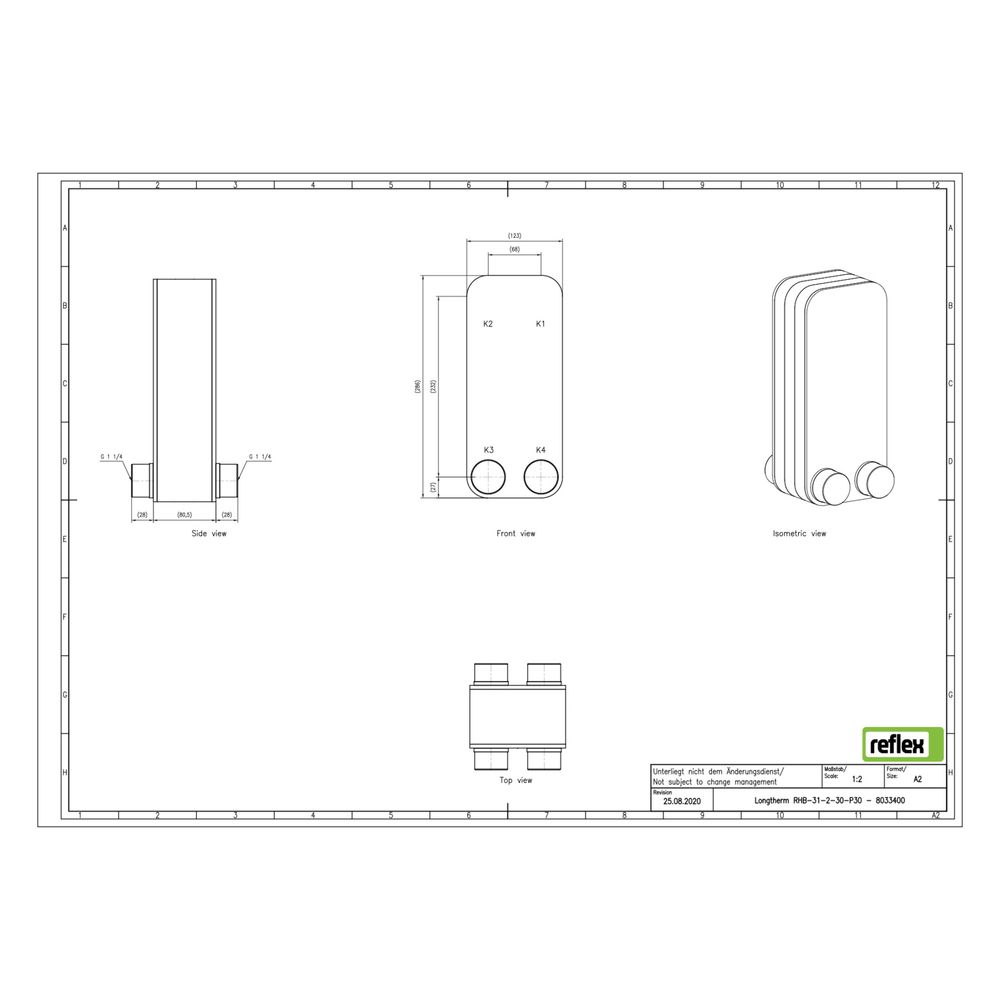 Reflex Longtherm Plattenwärmetauscher RHB-31-2-30, gelötet, 30 Platten, zweigängig, G 1... REFLEX-8033400 4036705217555 (Abb. 2)
