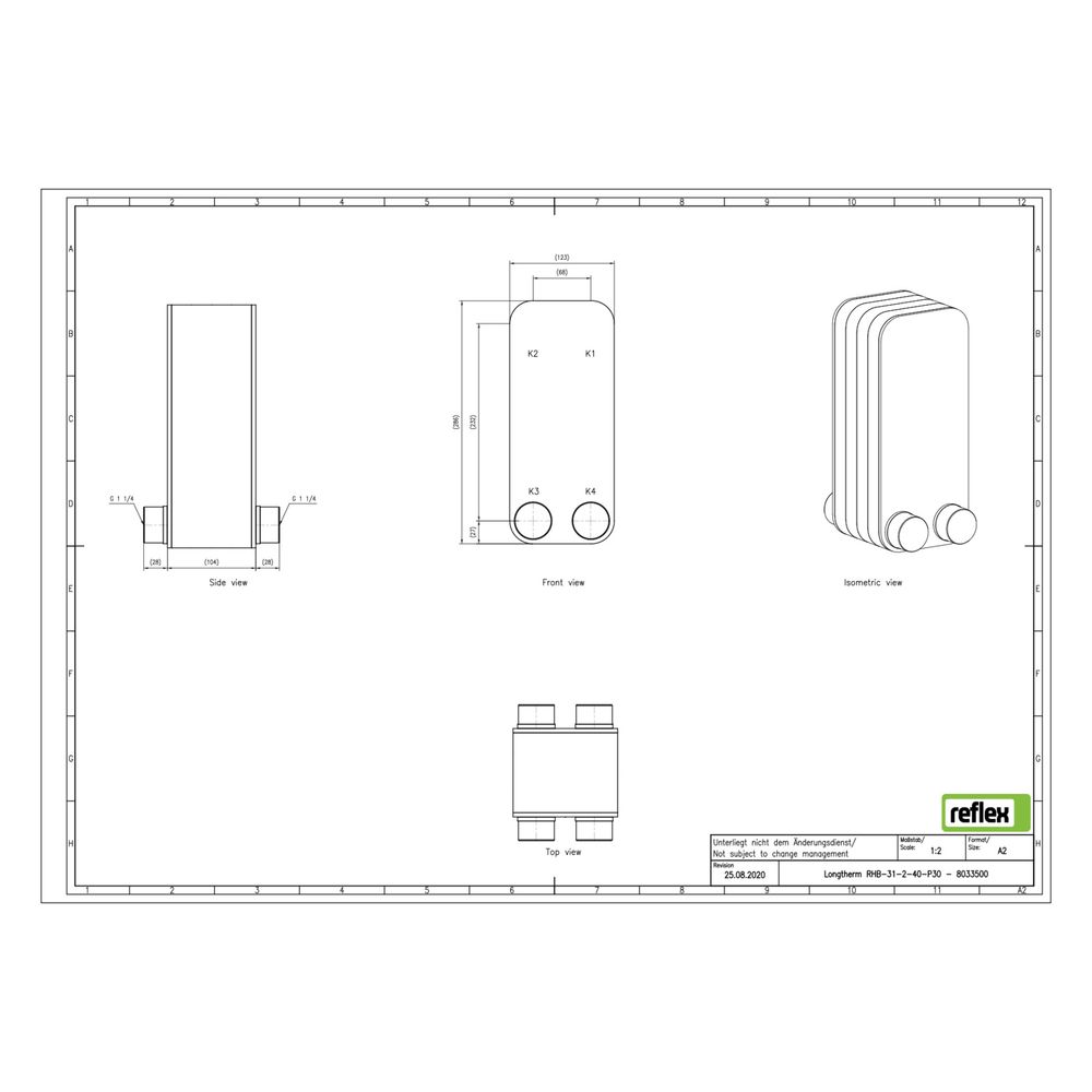 Reflex Longtherm Plattenwärmetauscher RHB-31-2-40, gelötet, 40 Platten, zweigängig, G 1... REFLEX-8033500 4036705217562 (Abb. 2)
