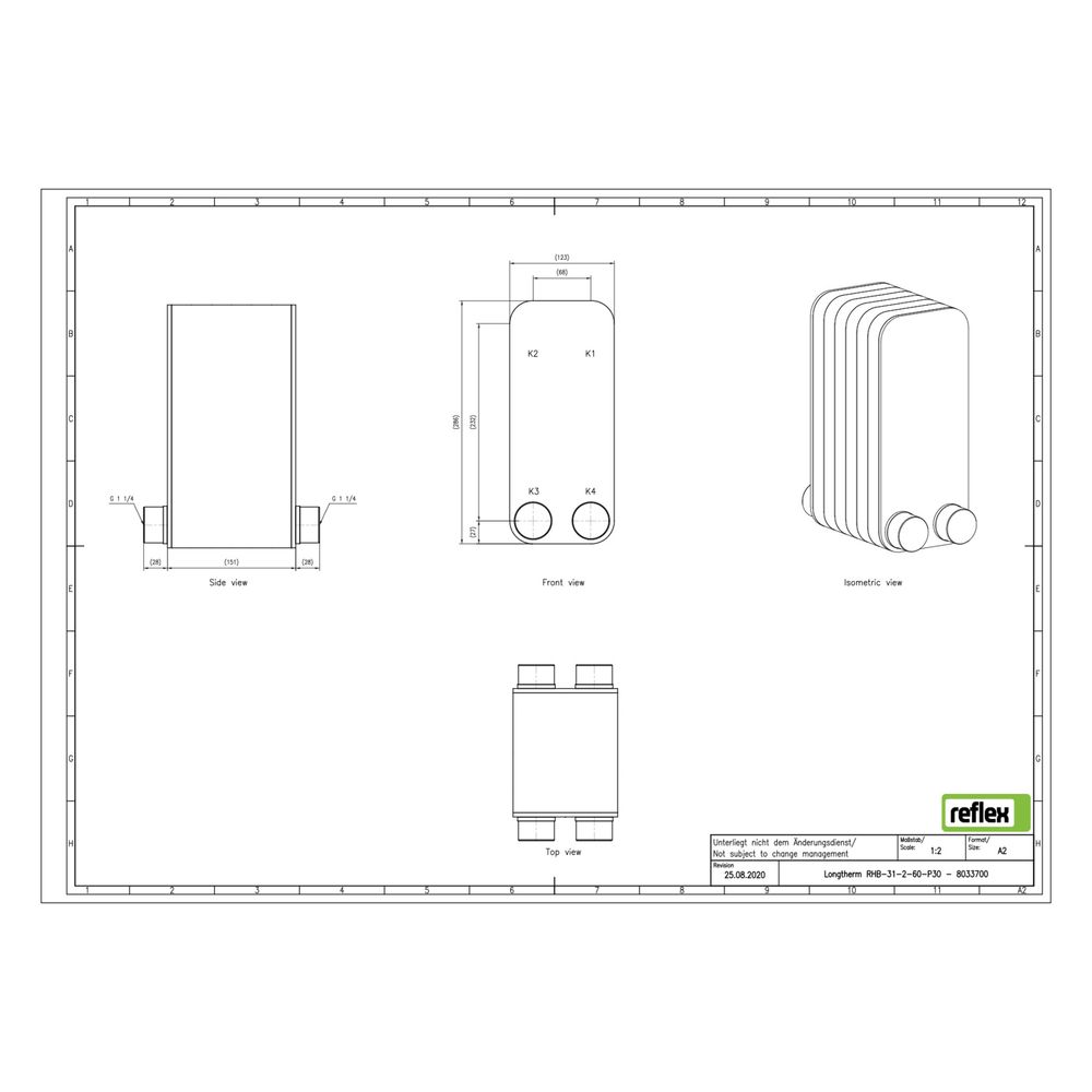Reflex Longtherm Plattenwärmetauscher RHB-31-2-60, gelötet, 60 Platten, zweigängig, G 1... REFLEX-8033700 4036705217586 (Abb. 2)