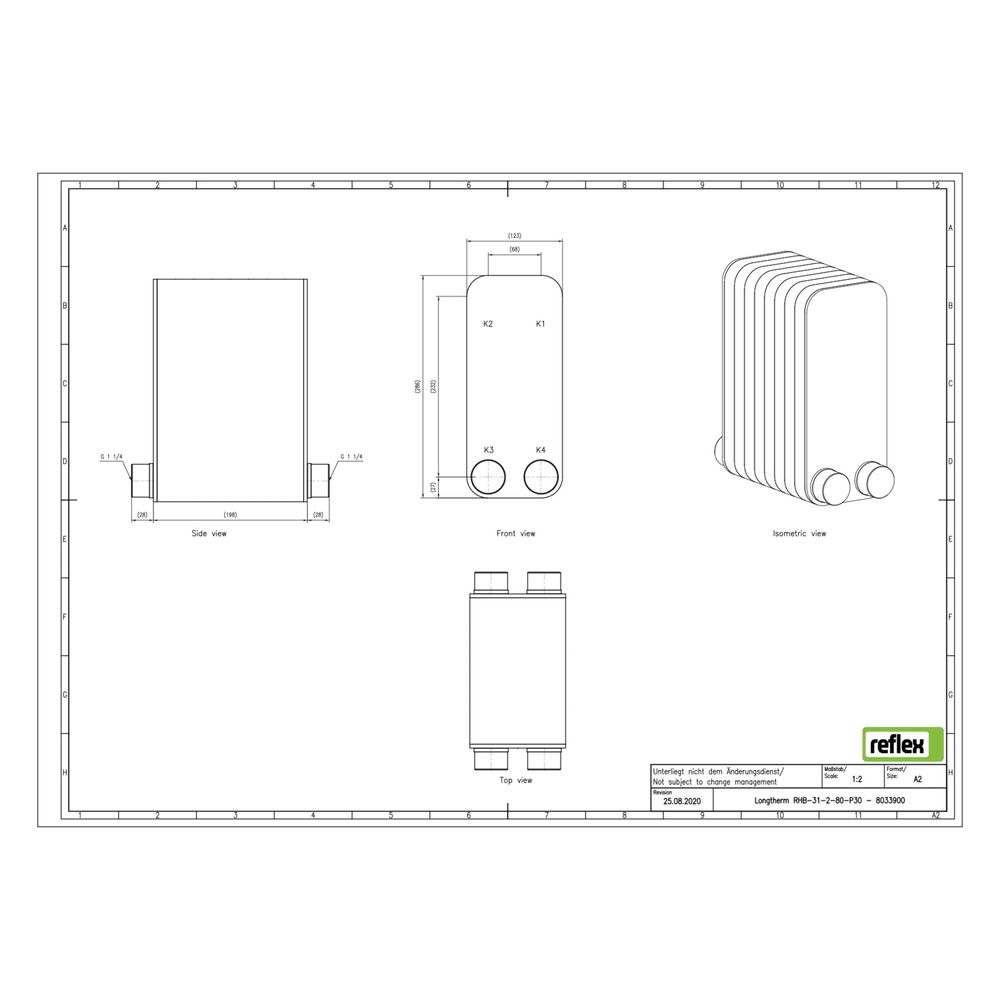 Reflex Longtherm Plattenwärmetauscher RHB-31-2-80, gelötet, 80 Platten, zweigängig, G 1... REFLEX-8033900 4036705217609 (Abb. 2)
