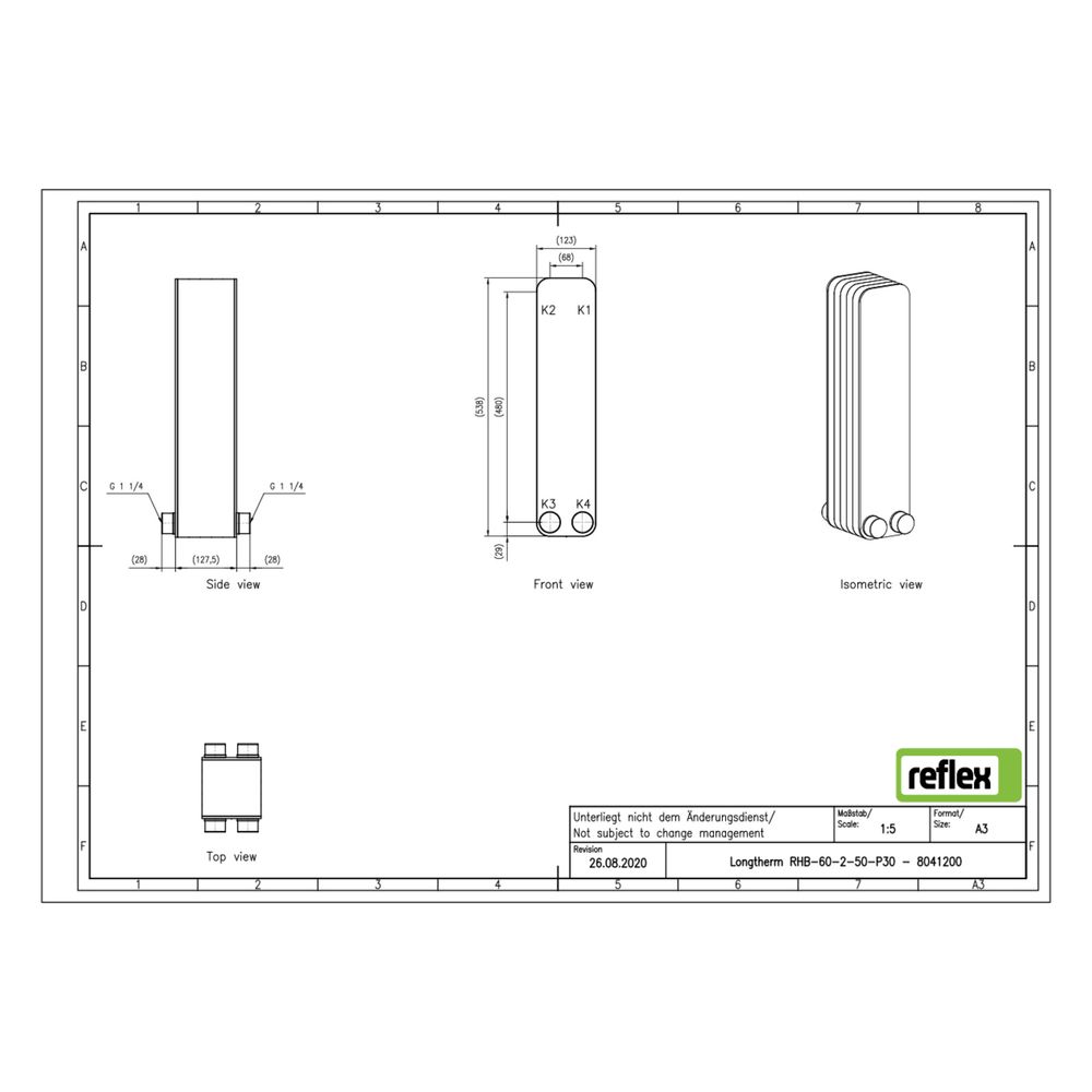 Reflex Longtherm Plattenwärmetauscher RHB-60-2-50, gelötet, 50 Platten, zweigängig, G 1... REFLEX-8041200 4036705218590 (Abb. 2)