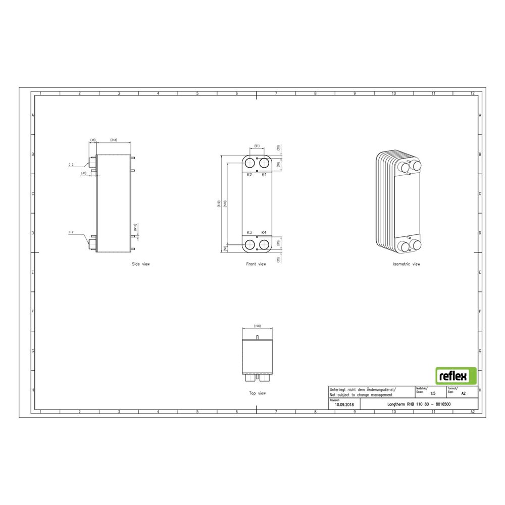 Reflex Longtherm Plattenwärmetauscher RHB-110-80, gelötet, 80 Platten, eingängig, G 2"... REFLEX-8016500 4036705178931 (Abb. 2)
