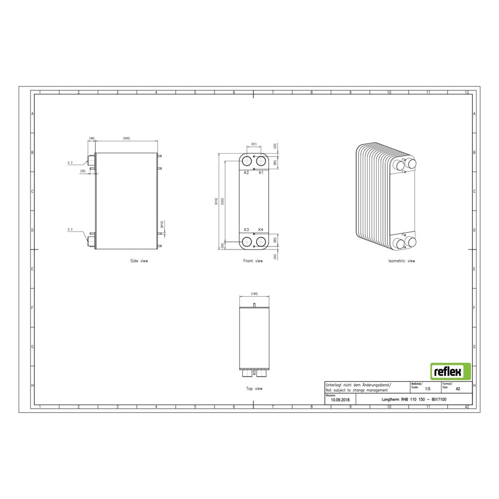 Reflex Longtherm Plattenwärmetauscher RHB-110-150, gelötet, 150 Platten, eingängig, G 2... REFLEX-8017100 4036705178993 (Abb. 2)