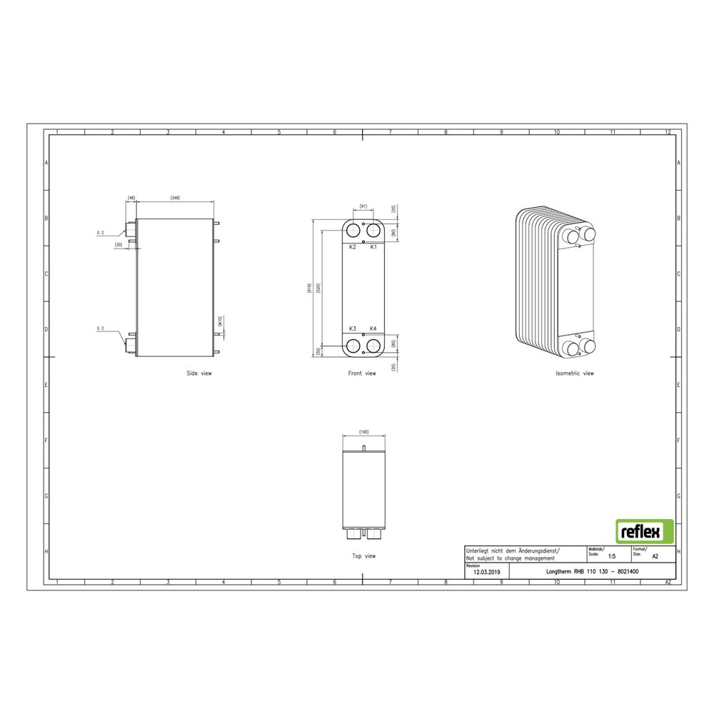 Reflex Longtherm Plattenwärmetauscher RHB-110-130, gelötet, 130 Platten, eingängig, G 2... REFLEX-8021400 4036705183911 (Abb. 2)