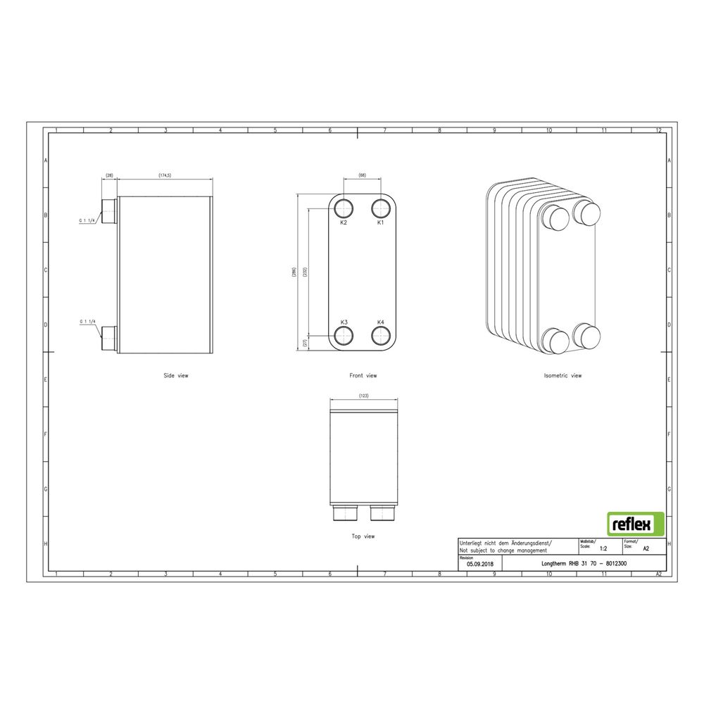 Reflex Longtherm Plattenwärmetauscher RHB-31-70, gelötet, 70 Platten, eingängig, G 1 1/... REFLEX-8012300 4036705178344 (Abb. 2)